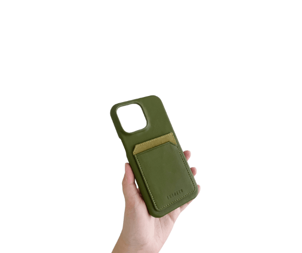 OEM leather-wrapped phone case with custom hot-stamped logo